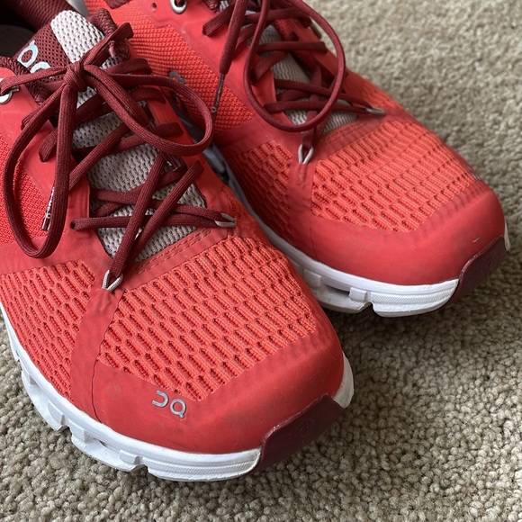 On Cloudflyer Running Shoes Women’s 9 Orange Maroon Lightweight On Cloud Sneaker - Picture 14 of 15